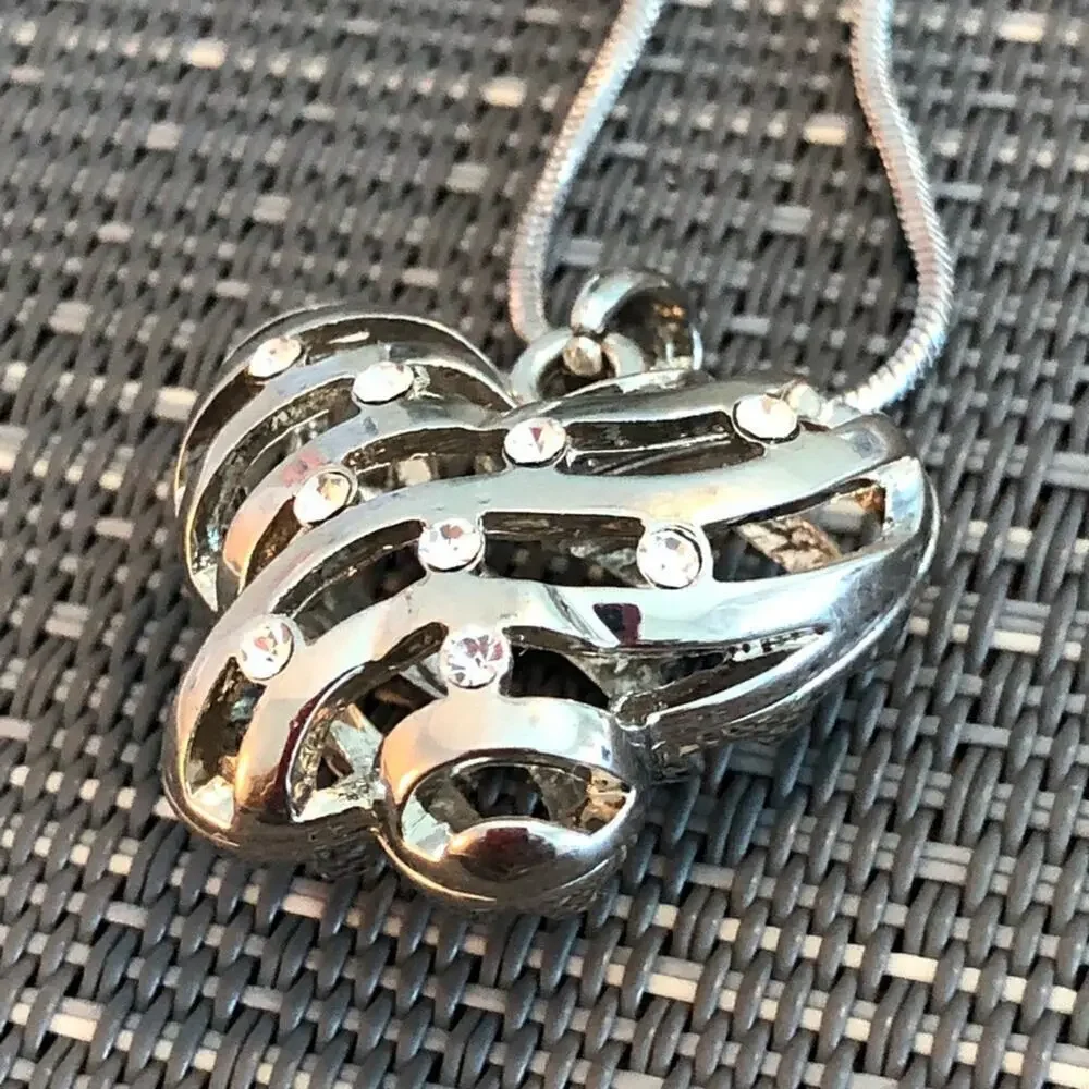 Silver Hollow Butterly Charm Necklace